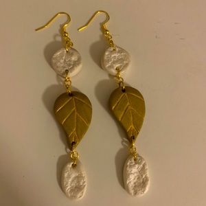 Handmade clay polymer leaf earrings